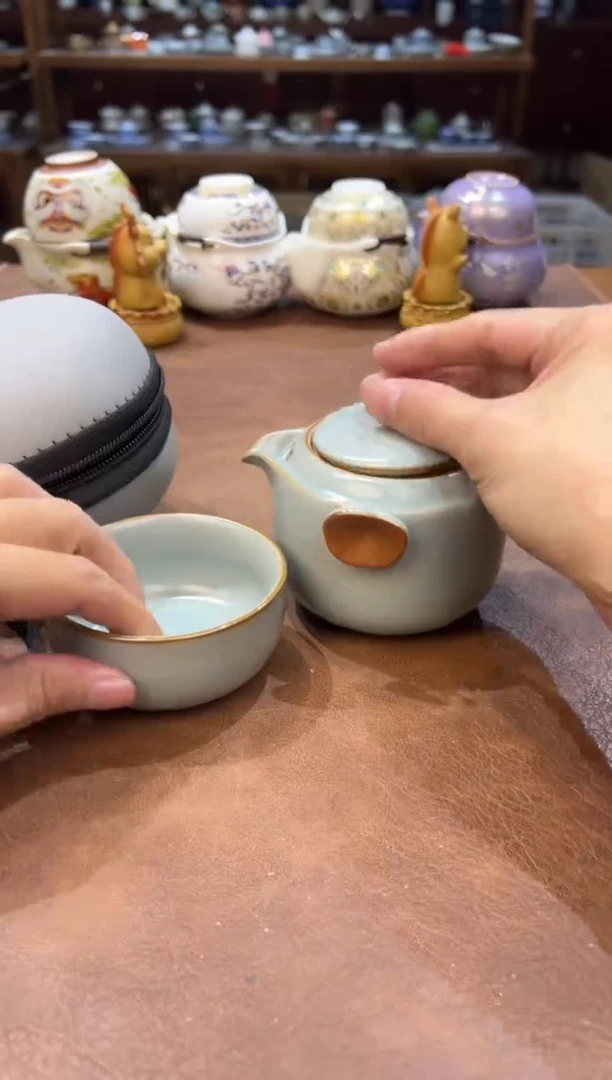 真的很便宜超好看会开片的旅行茶具