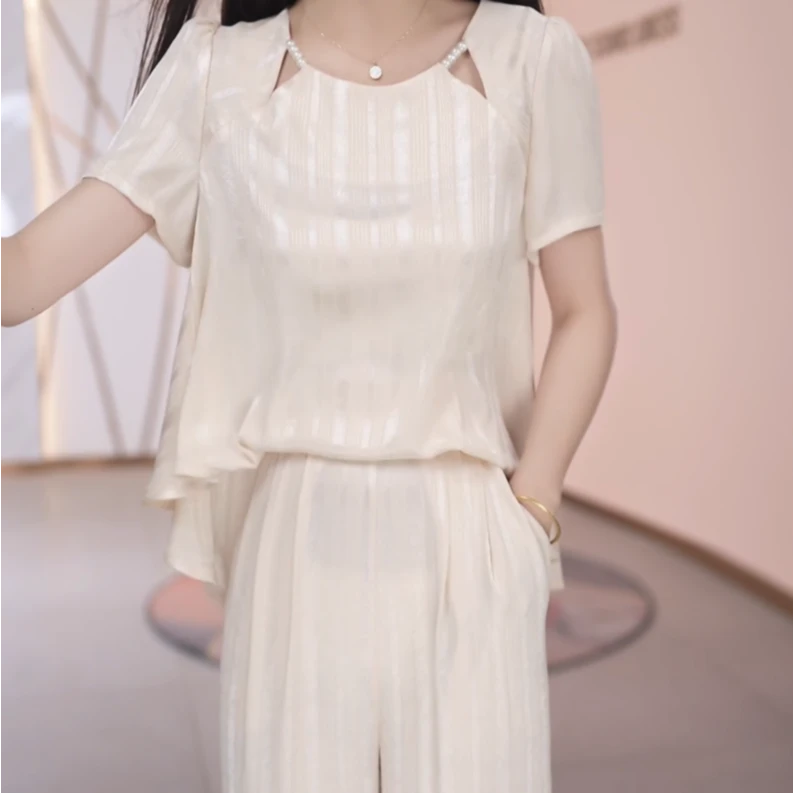 【两件套】夏季时尚女神修身洋气宽松气质休闲百搭显瘦减龄女装套裤