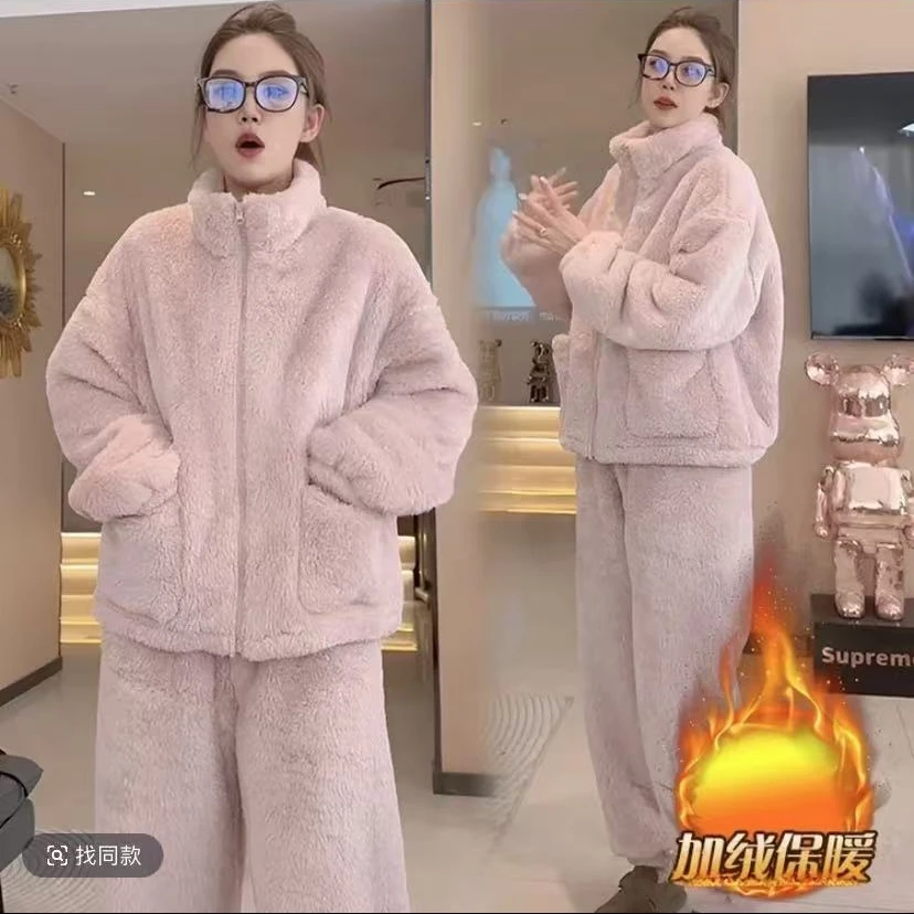 【暖冬特惠】秋冬新款高领宽松休闲家居服睡衣套装