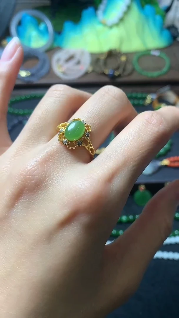 【闪购商品】和田玉戒指银S925镶嵌戒指