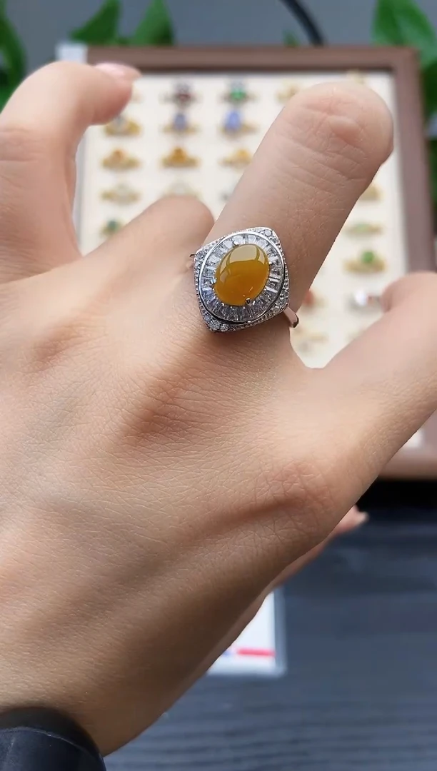 银S925镶嵌戒指翡翠V****）12