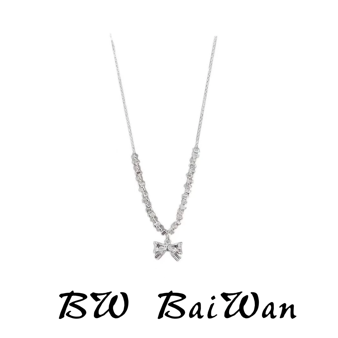 合金项链 Bai wan 指尖银河 014碎银蝴蝶结颈链