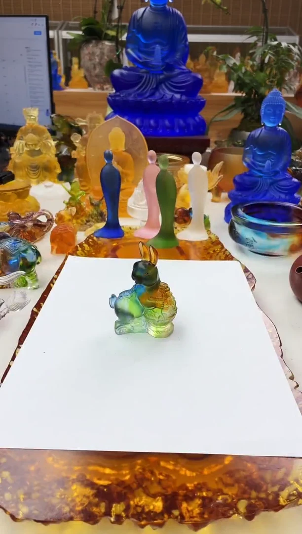 手工艺品琉璃玲*小兔子茶宠彩色