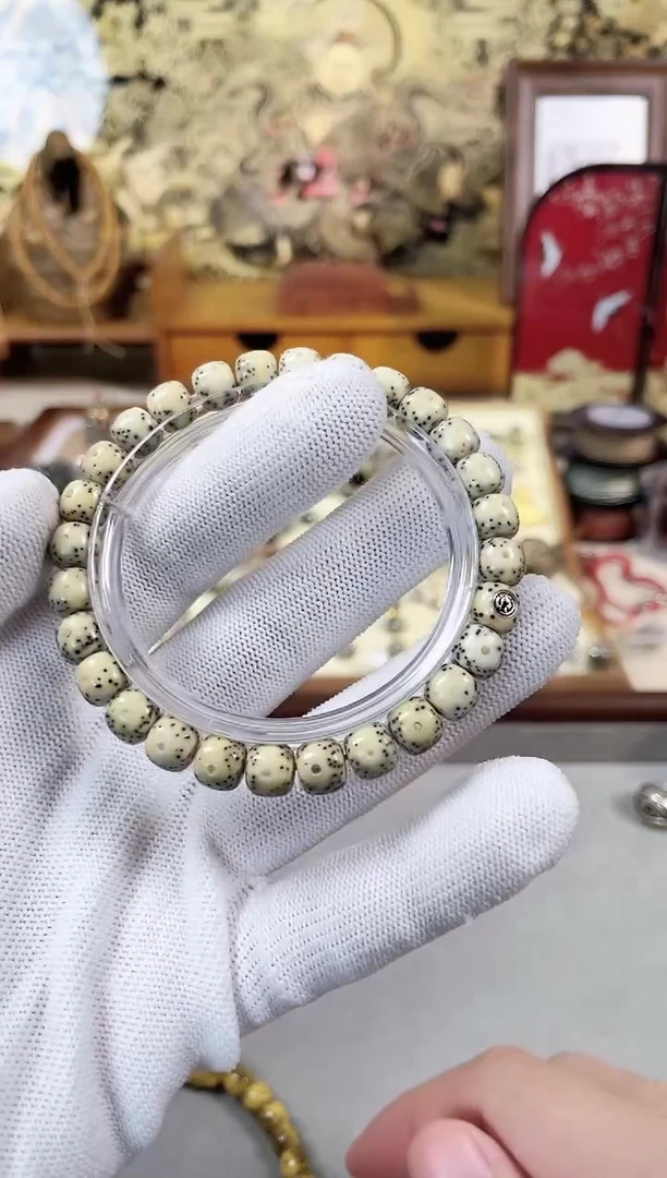 手串星月菩提8*7月带超大留白 月朗星稀 银标级 一物一图！