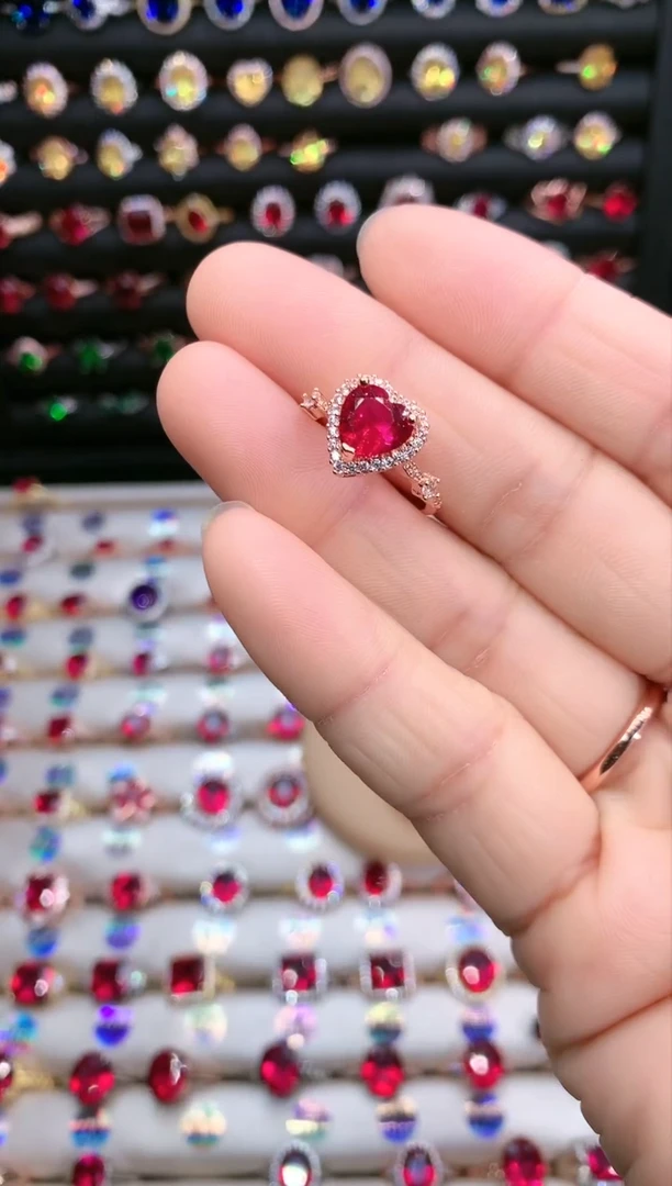 【闪购商品】红宝石戒指银S925镶嵌玫瑰金