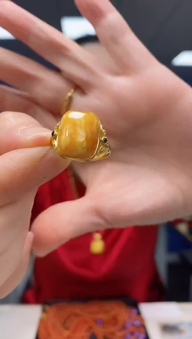 【闪购商品】琥珀戒指银S925镶嵌JZ2262