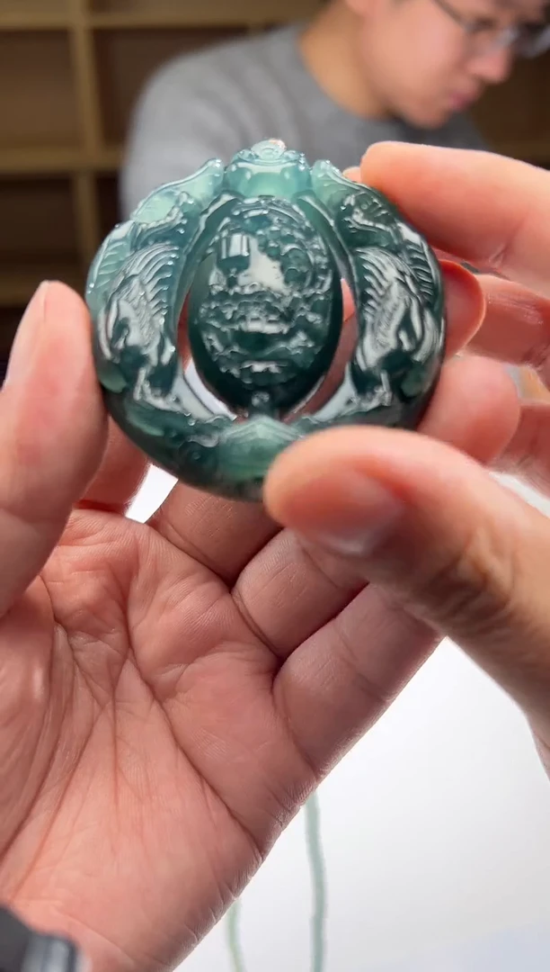 吊坠(不含链)未镶嵌翡翠凤穿牡丹