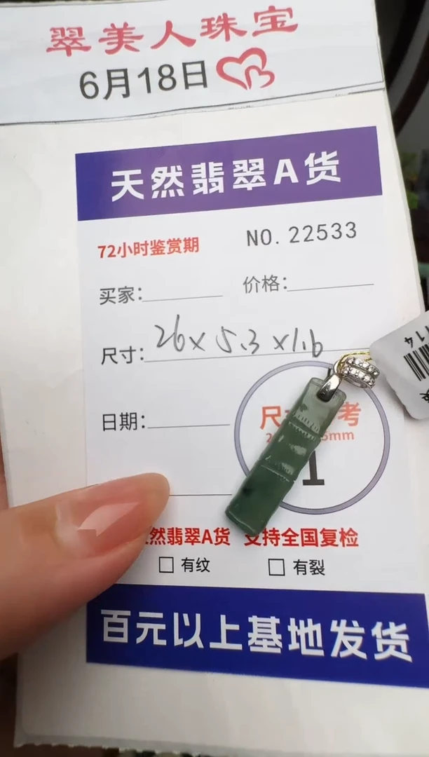 翡翠未镶嵌颈饰原石22533