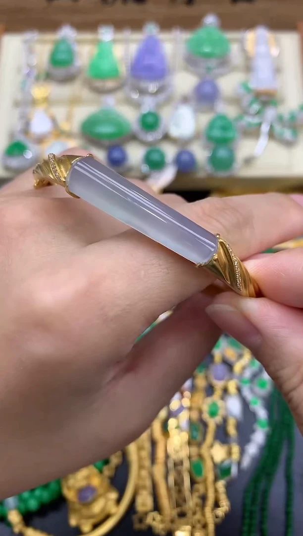 翡翠手镯18K金镶嵌538-中国好珍宝