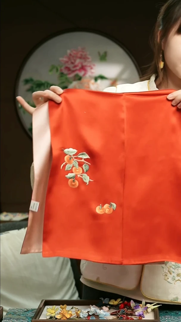 刺绣湘传礼纯手工真丝刺绣围巾不含礼盒