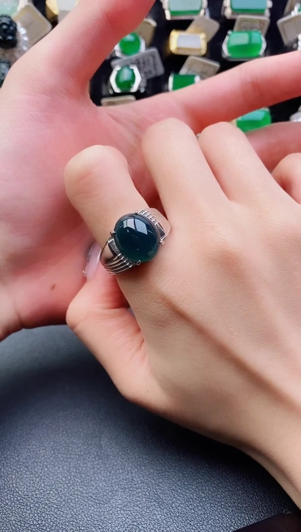 翡翠戒指银S925镶嵌121121