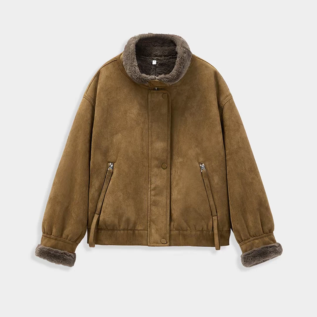 来米家 新款冬季磨砂麂皮加厚外套