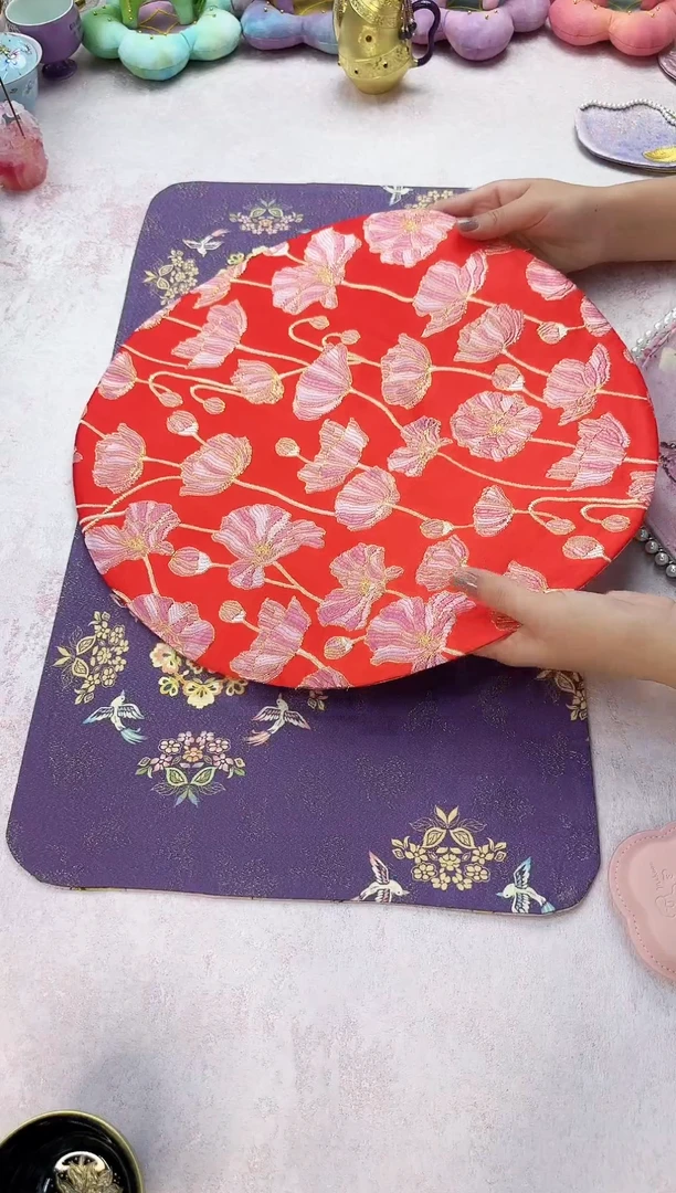 76微瑕不退换 莲花圆形茶席双面