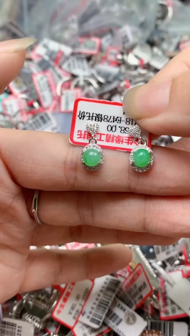 银S925镶嵌戒指翡翠天然A货缅甸翡翠