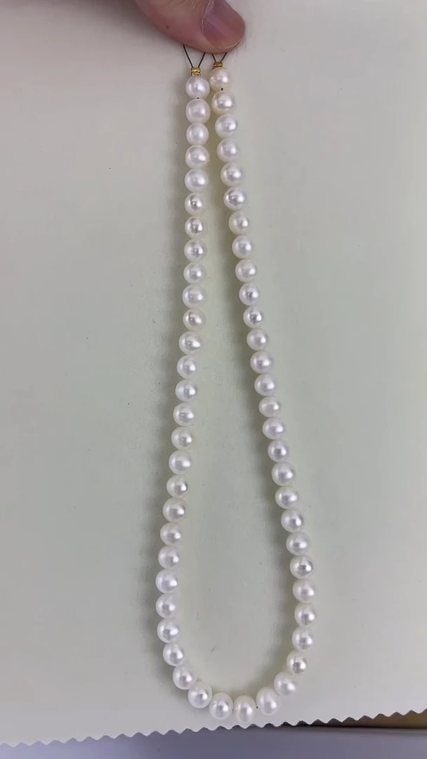 淡水珍珠银S925镶嵌颈饰21天然珍珠白月光项链约7-8几乎无暇