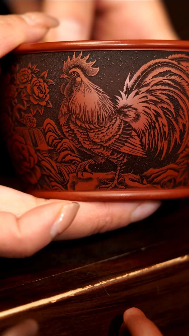 茶壶紫砂朱泥公鸡-杯