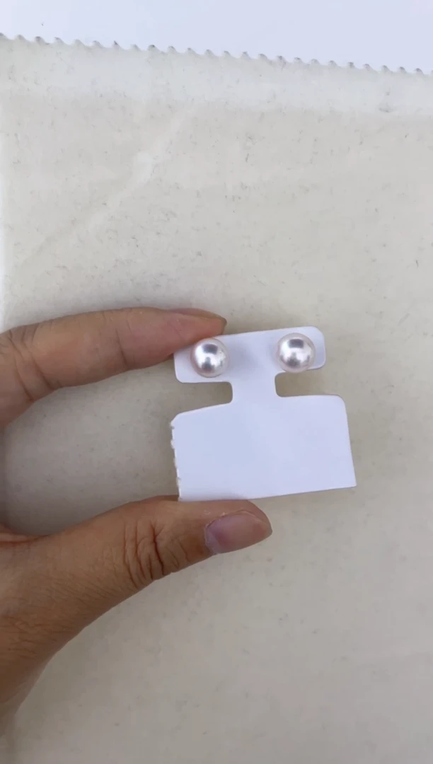 18K金镶嵌海水珍珠耳饰耳钉8-9