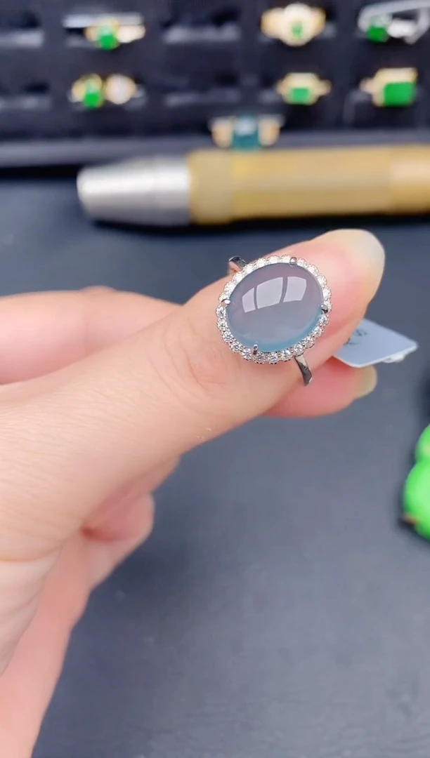 银S925镶嵌戒指翡翠天然a货翡翠256