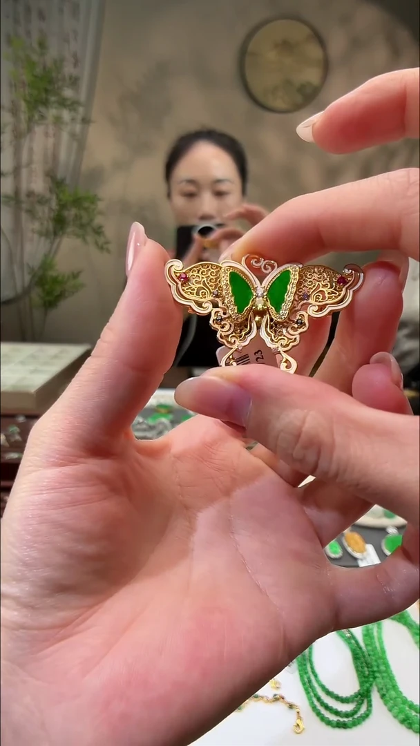 吊坠(不含链)银S925镶嵌翡翠无事牌