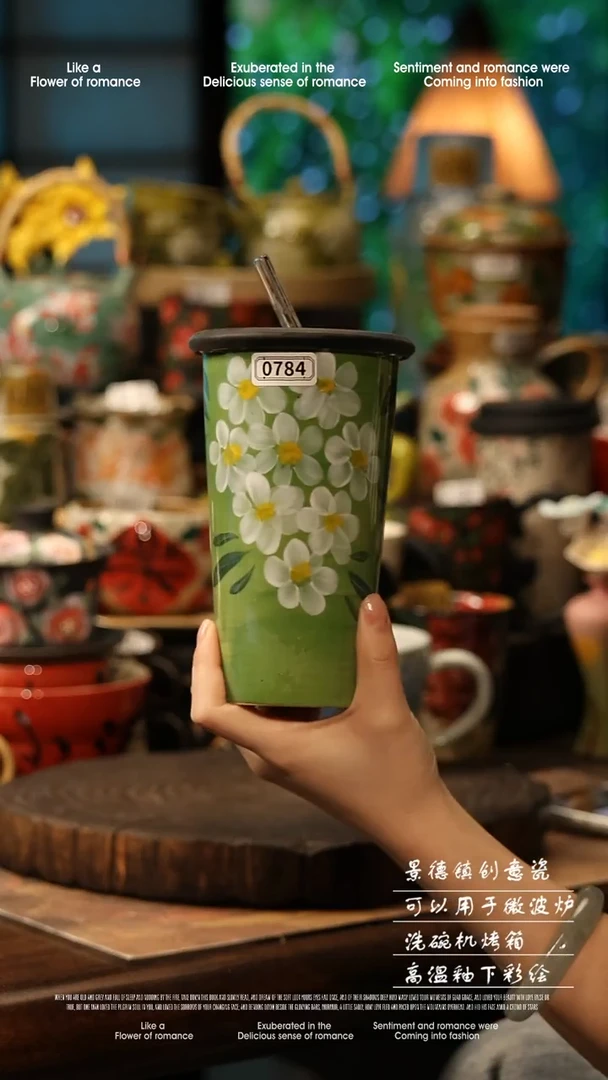 陶瓷景德镇高温釉下彩手工手绘款式@A0784@