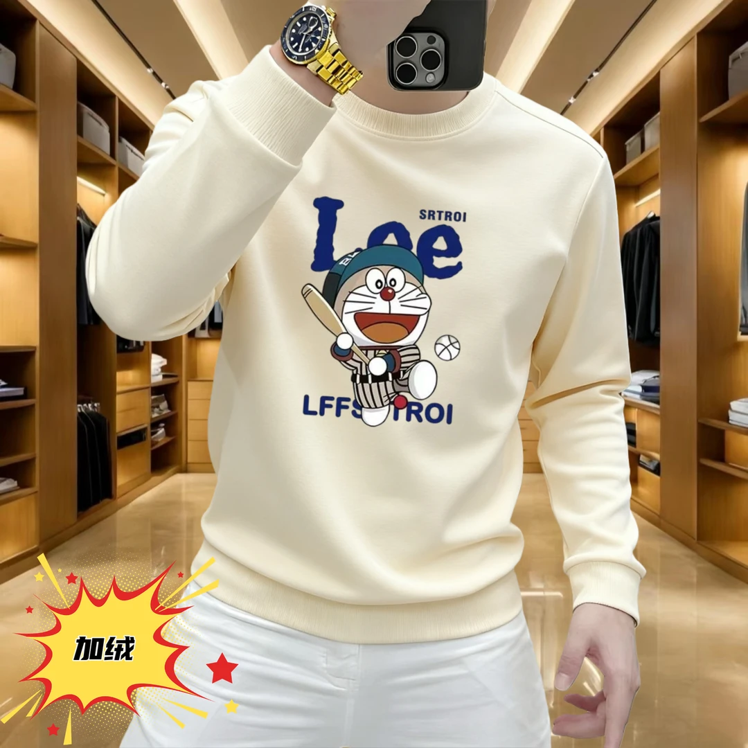 秋冬季新款时尚潮流印花卫衣男士时尚套头圆领长袖休闲百搭上衣