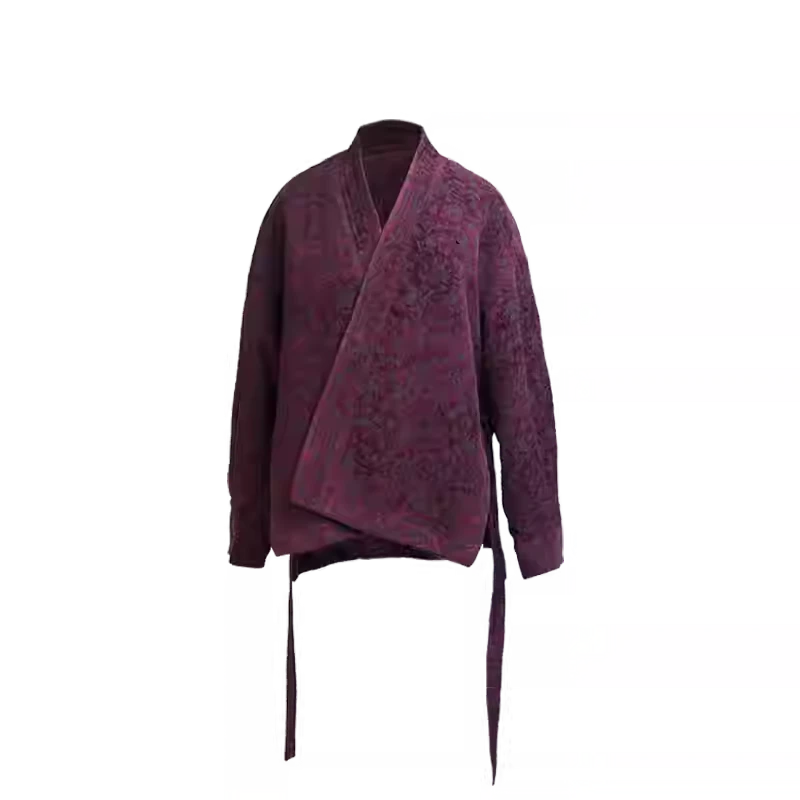 【小青】禅意提花酒红色僧系外套秋冬G2071B4