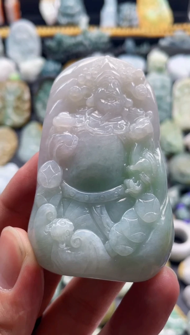 颈饰未镶嵌翡翠31  天然翡翠a货  财神