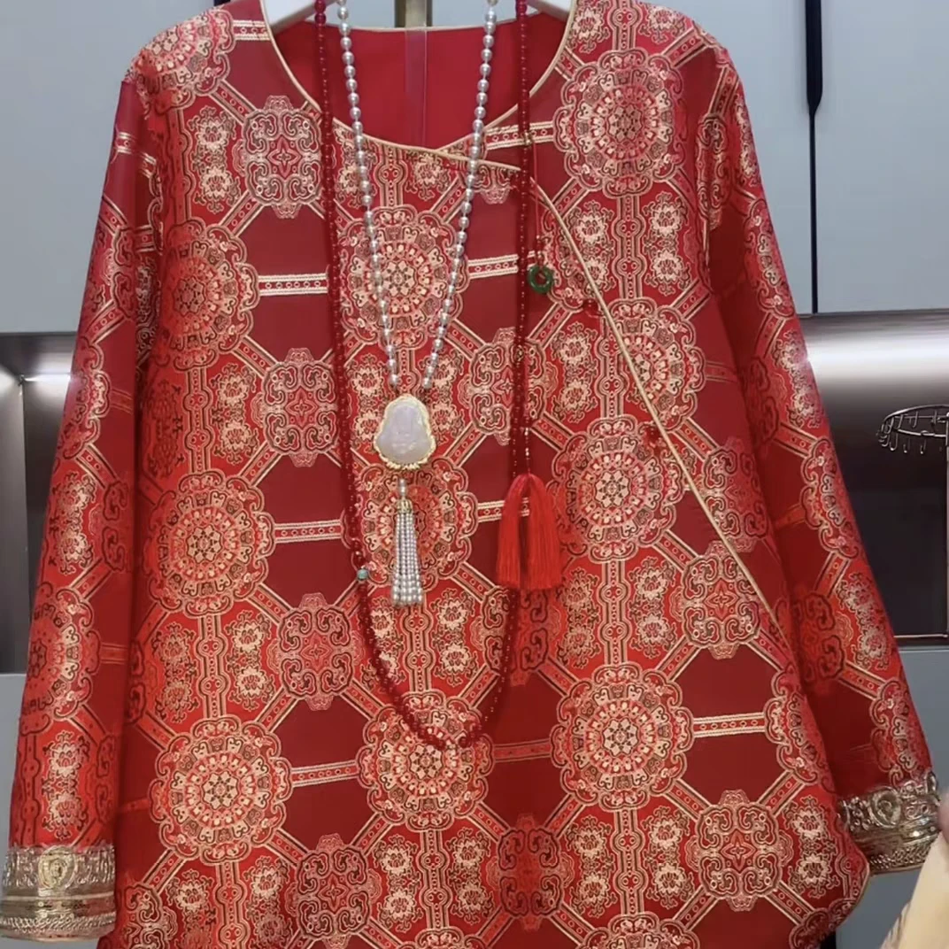 〖猫姐衣橱〗秋冬新款时尚重工锦缎古风盘扣拜年服8537