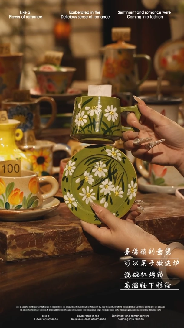 陶瓷008景德镇高温手绘釉下彩设计师款式