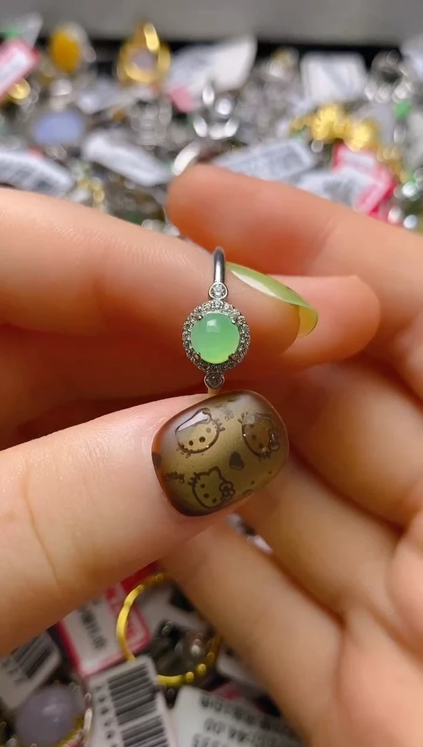 银S925镶嵌戒指翡翠百内无证书