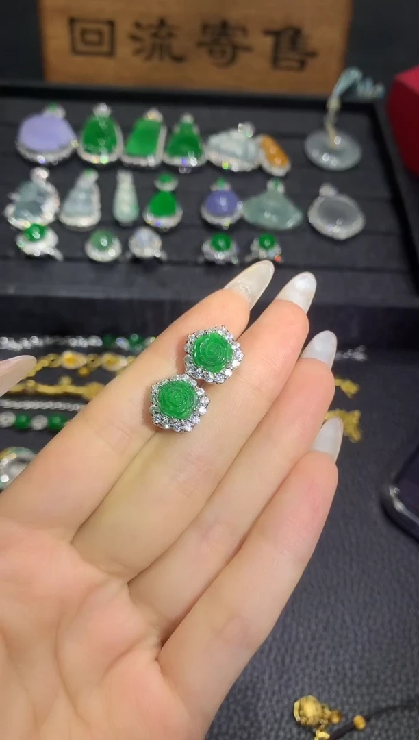 未镶嵌翡翠耳饰3不含链随机发货1件