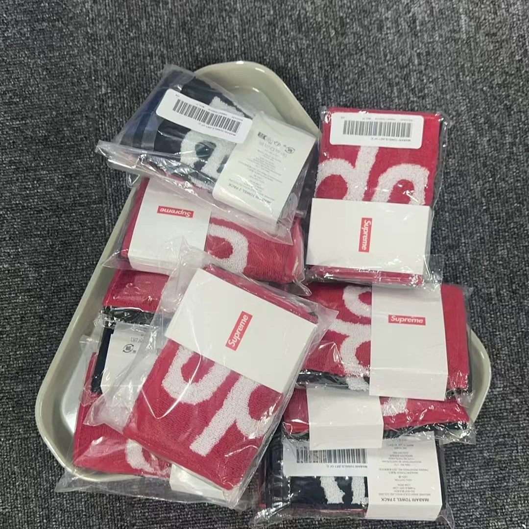 【梅】supreme 小毛巾黑红一套 潮流配件