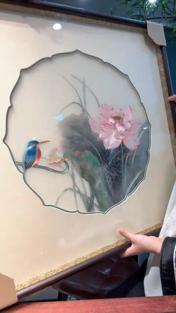 竖款非遗苏绣手工刺绣挂画