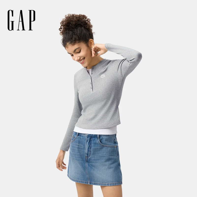 【成毅代言】Gap女装2025春季新款刺绣logo休闲T恤 760788