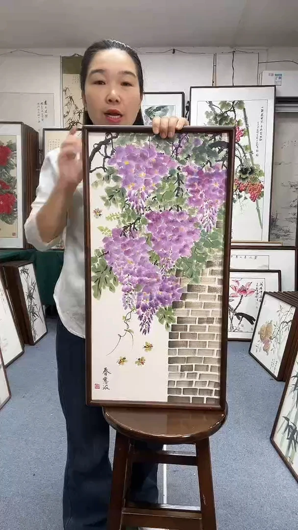 国画手绘实木画框京东包邮保真