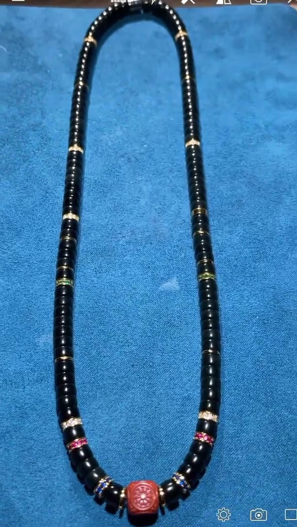 【闪购商品】定制和田玉HZ黑青片珠珠链