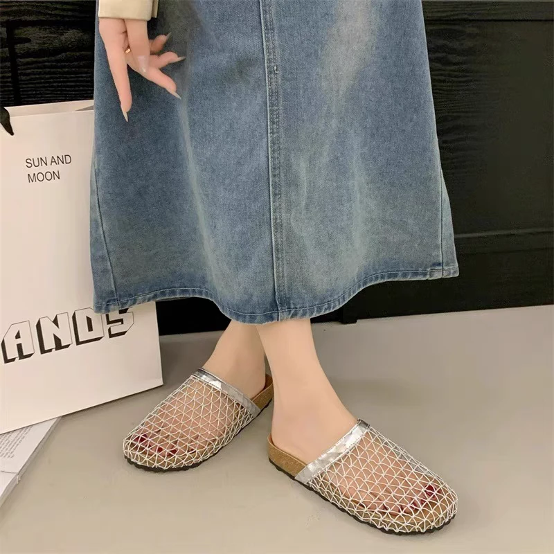 【潇洒严选】女士夏季新款厚底镂空编织仙女风包头半拖8807