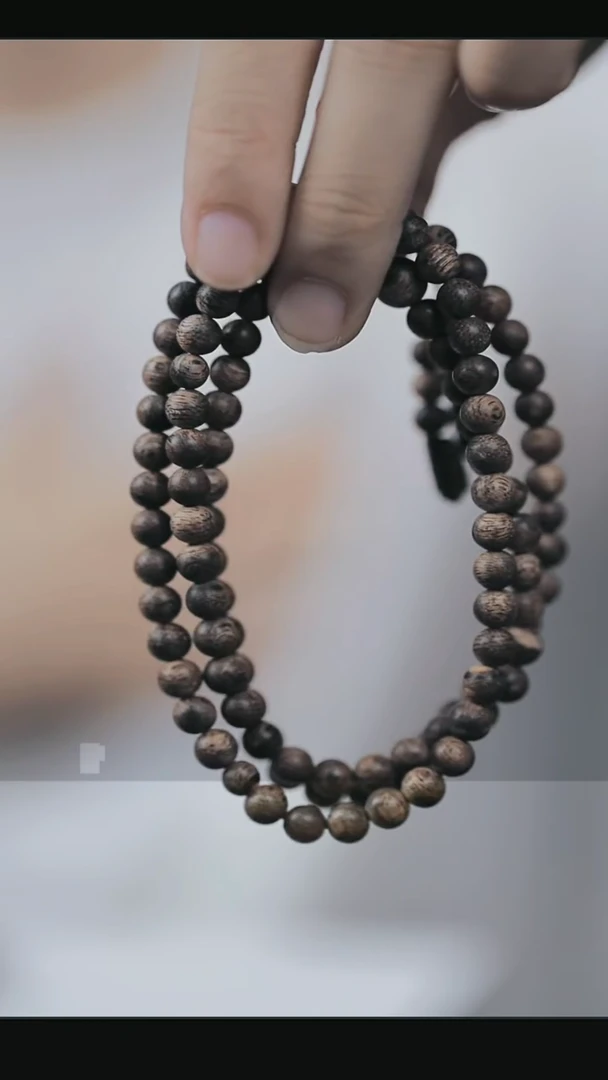 沉香手串0.58mm多圈 九分沉东马 10.12g 蜜甜草药香