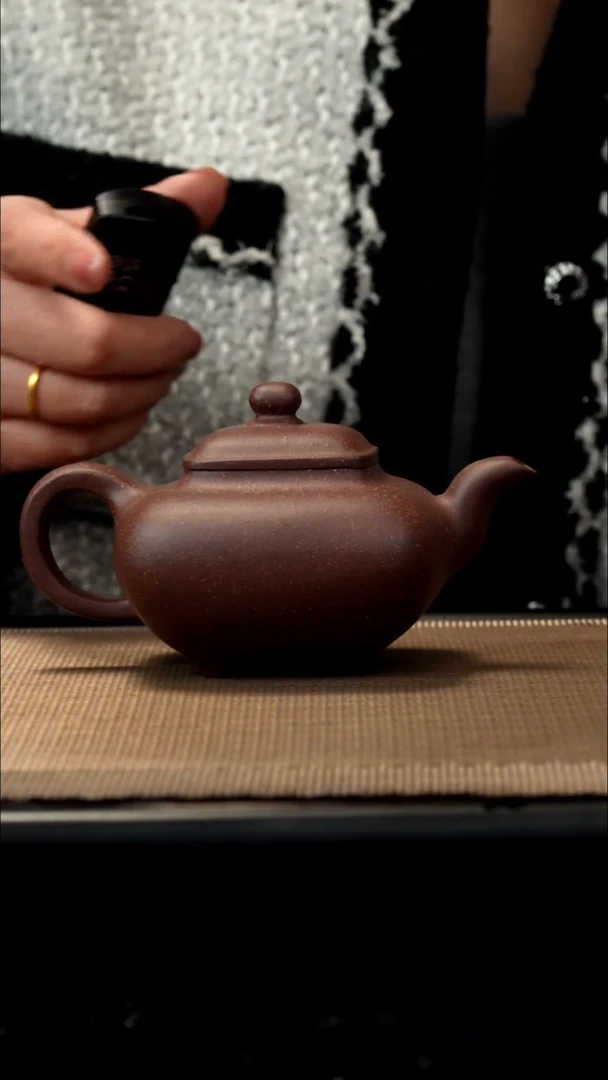 紫砂茶盏紫泥四方传炉220CC