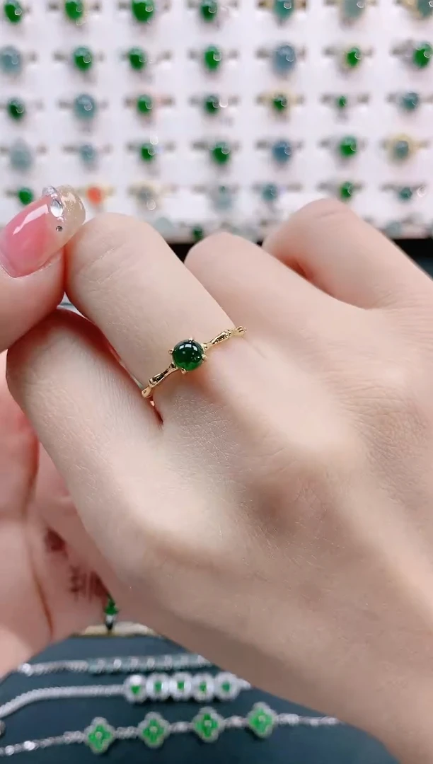 【闪购商品】翡翠戒指银S925镶嵌天然翡翠