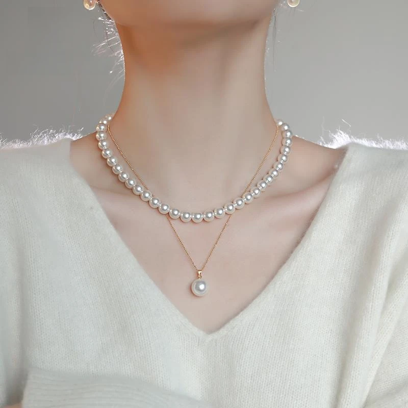 CAIEM KAIET 链子925银 S925纯银单颗珍珠吊坠项链女轻奢百搭颈链