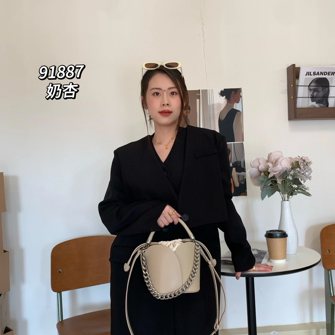 【母亲节礼物】SK-91887-奶杏RAIN.CUN真皮简约腋下斜跨轻奢女包