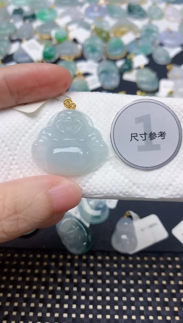 颈饰18K金镶嵌翡翠天然缅甸A货翡翠