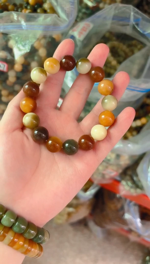 菩提根/象牙果吊坠花皮圆珠单圈手串