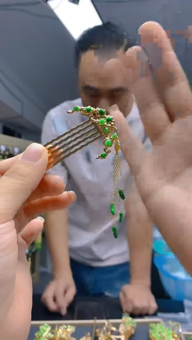 【闪购商品】翡翠耳饰合金0181翡翠发簪