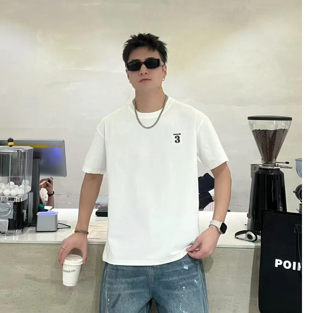 时尚圆领短袖潮流印花休闲半袖夏季百搭春夏宽松男款简约