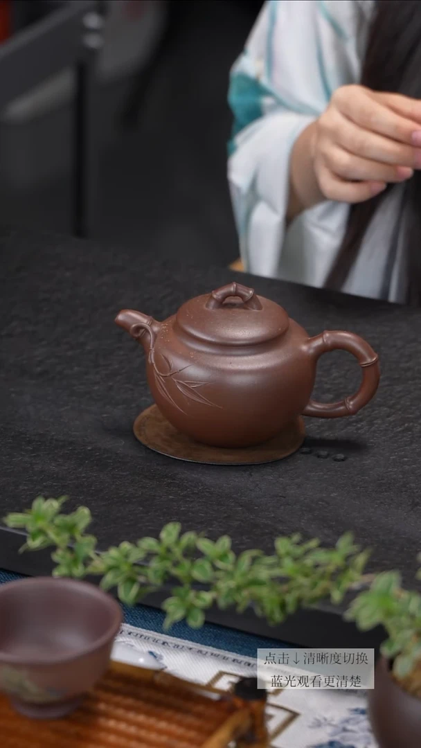 茶壶紫砂紫泥龙窑柴烧高竹壶嵇芳老师手作