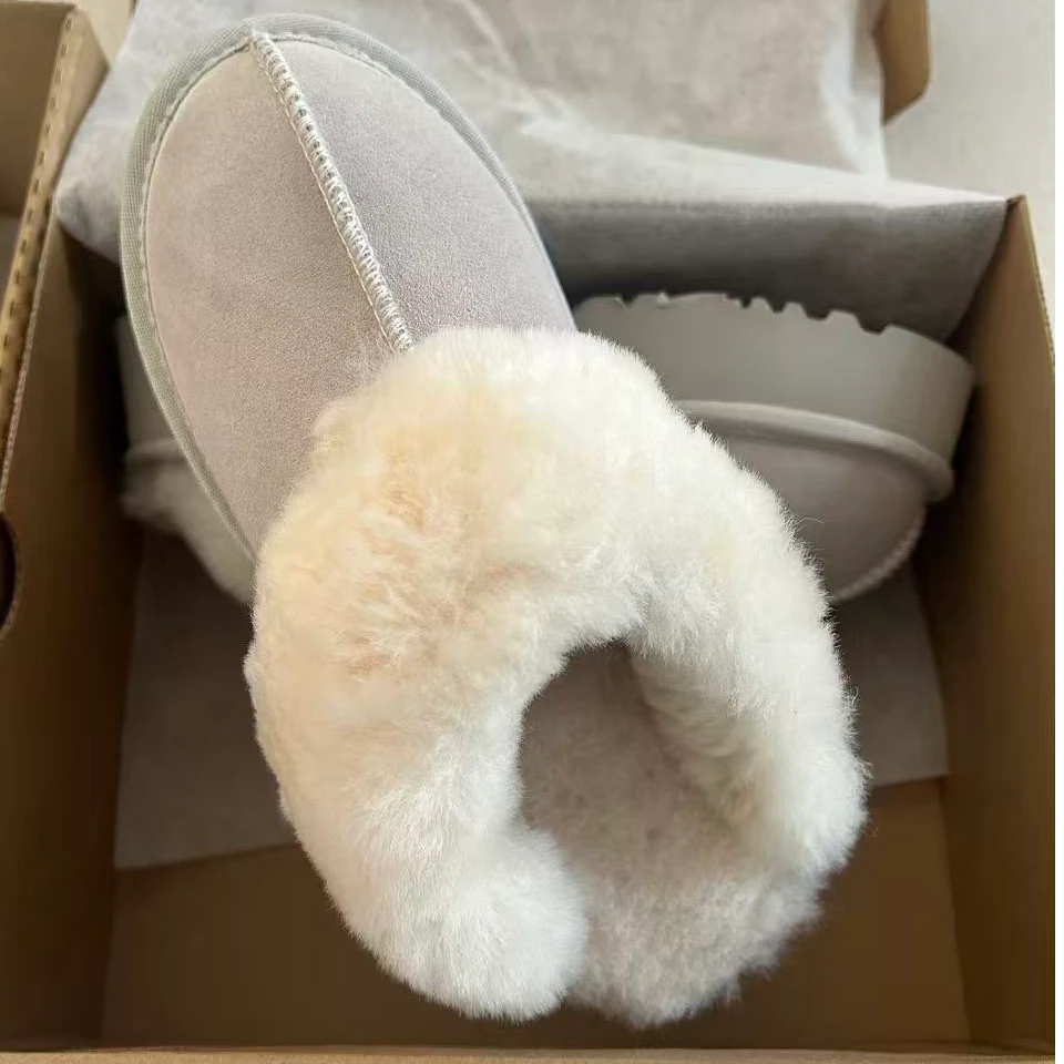 厚底一脚蹬羊毛拖时尚百搭网红同款可外穿保暖包头拖