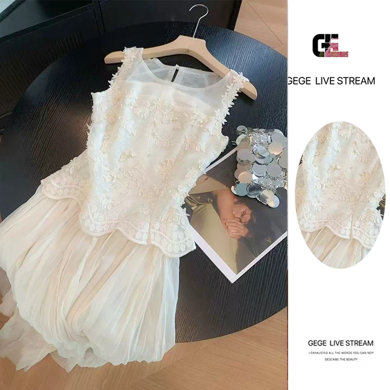 定制高貨 吊带连衣裙女装简约轻奢夏季超仙绝美气质高级花瓣裙子