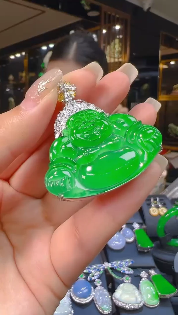 吊坠(赠链)银S925镶嵌翡翠013（多样性发其一）